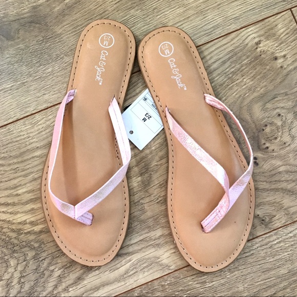 Cat & Jack Other - Girls Pink Sandal Flip Flops Metallic Shoes NWT